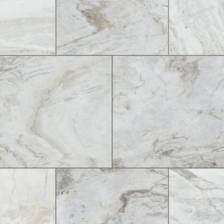 Kalta 24" x 24" White Polished Marble Tile