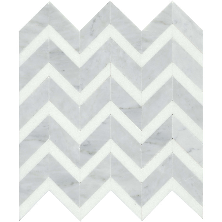 Bizou 13" x 12" Polished Marble Chevron Wall Tile