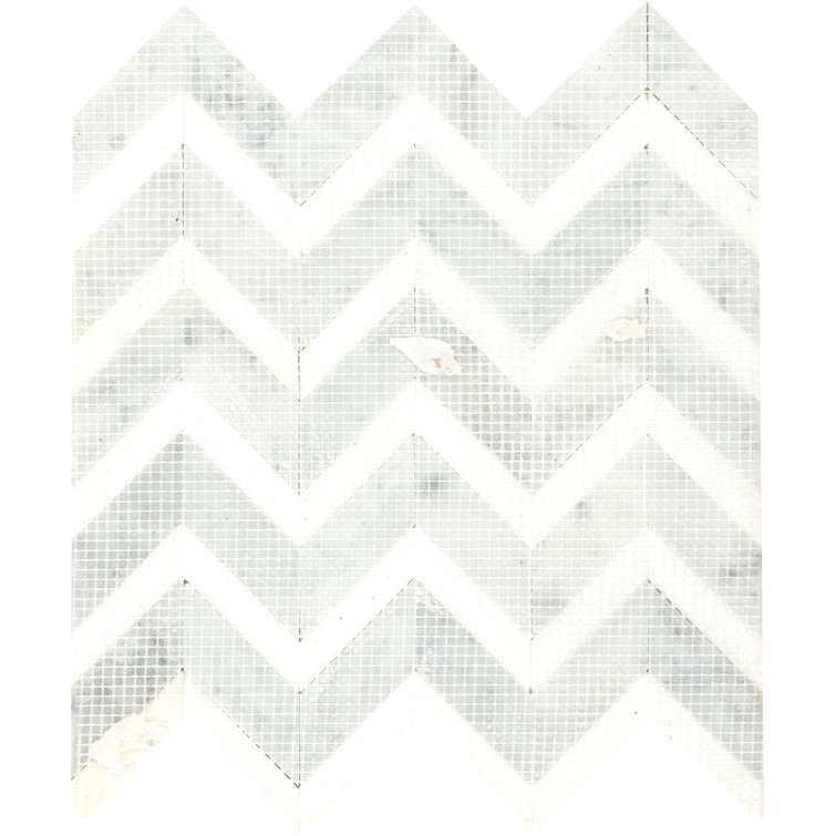 Bizou 13" x 12" Polished Marble Chevron Wall Tile