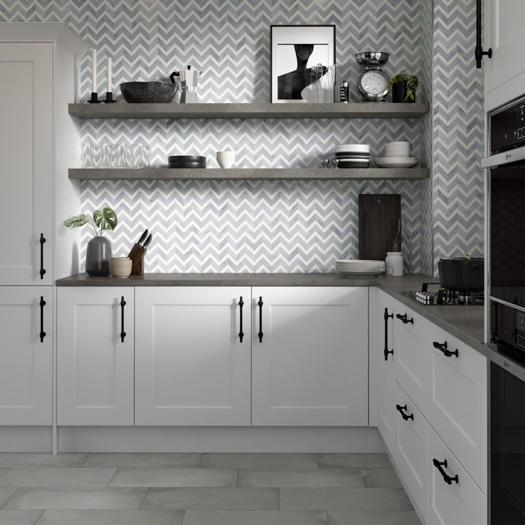 Bizou 13" x 12" Polished Marble Chevron Wall Tile