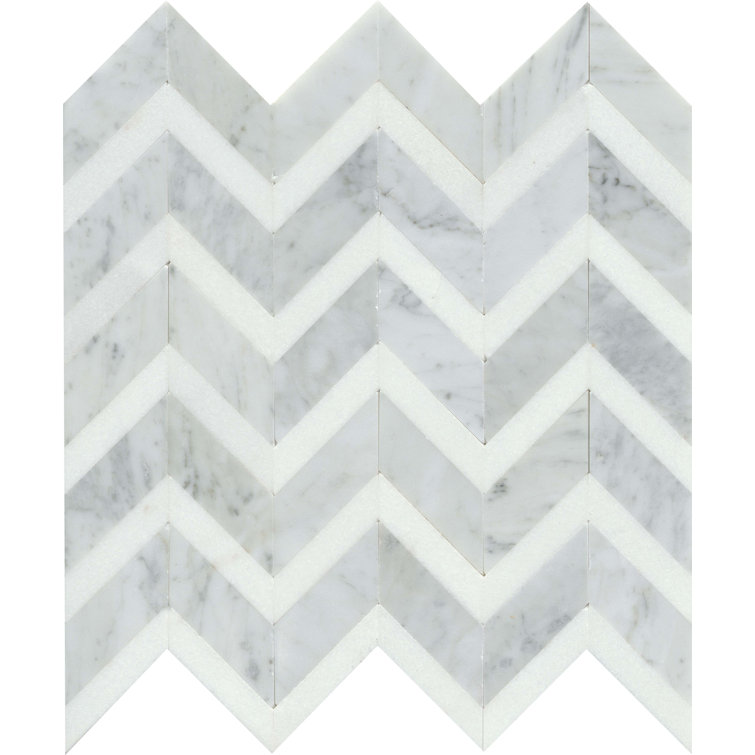 Bizou 13" x 12" Polished Marble Chevron Wall Tile
