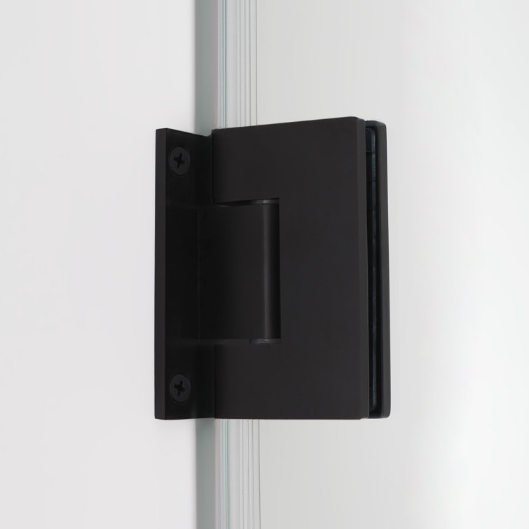 Kinkade 31" Matte Black Frameless Hinged Shower Door with Clear Tempered Glass