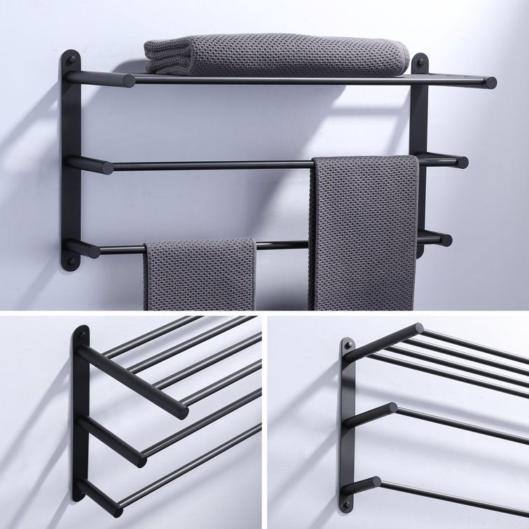 Matte Black Stainless Steel Wall Mounted Towel Rack