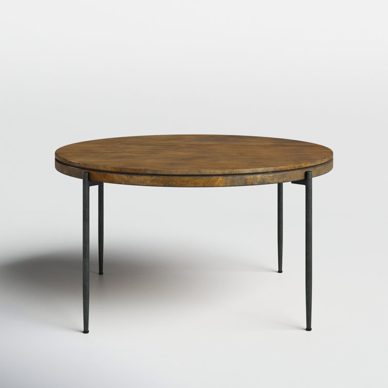 Transitional Bedford 56" Round Extendable Dining Table in Brown Wood