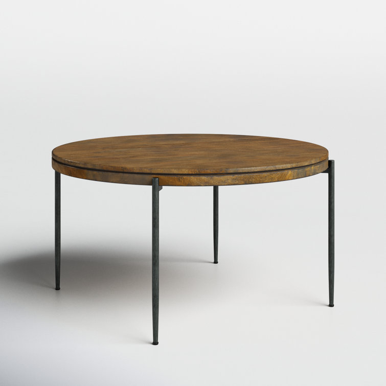 Transitional Bedford 56" Round Extendable Dining Table in Brown Wood
