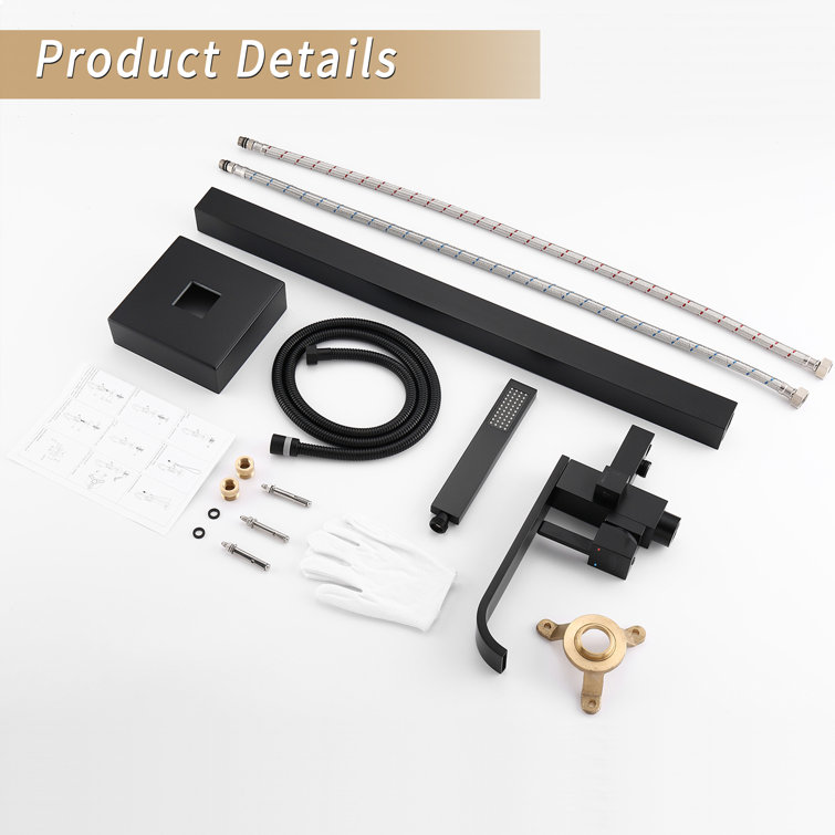 Matte Black Brass Floor-Mounted Freestanding Tub Filler