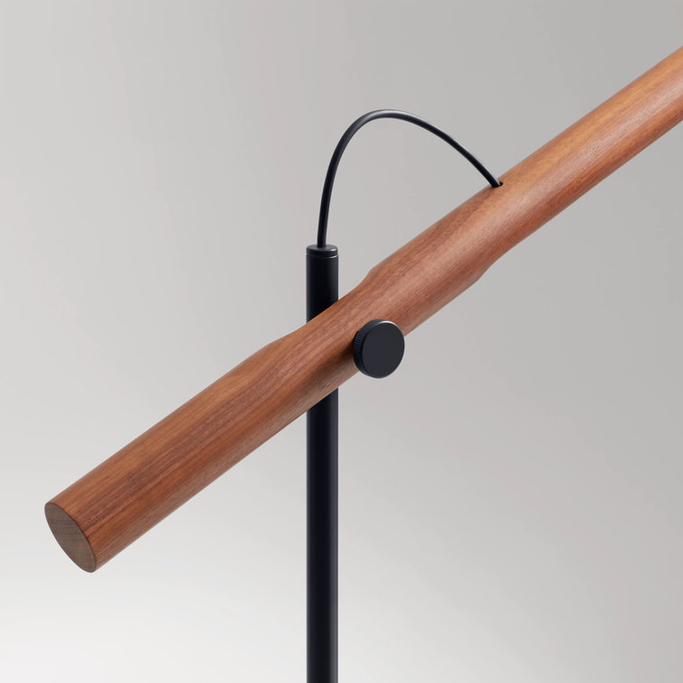 Adjustable Walnut and Black Metal Task Table Lamp