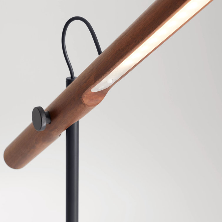 Adjustable Walnut and Black Metal Task Table Lamp