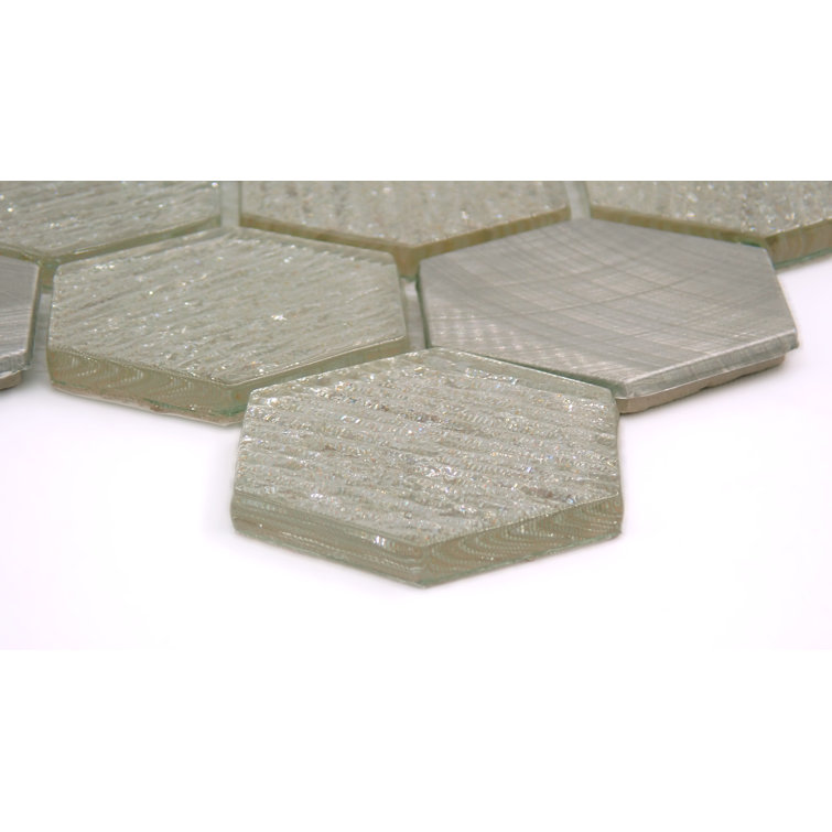 Glitz Gold Hexagonal Glass Mosaic Wall Tile