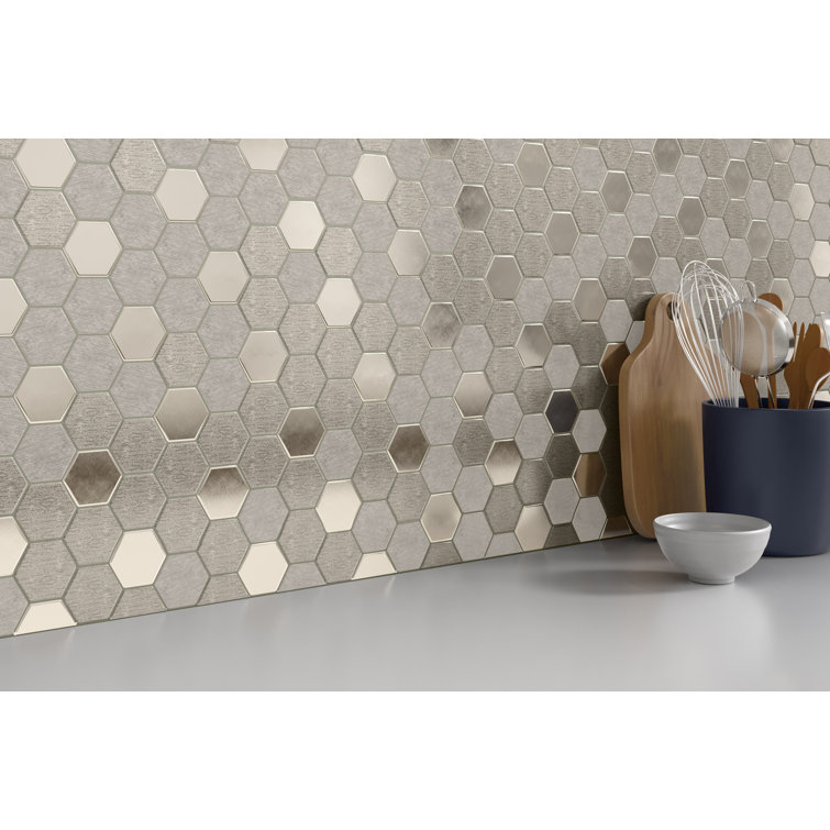 Glitz Gold Hexagonal Glass Mosaic Wall Tile