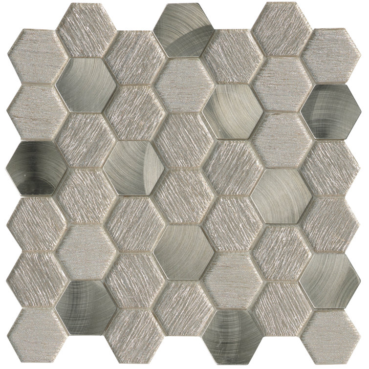 Glitz Gold Hexagonal Glass Mosaic Wall Tile