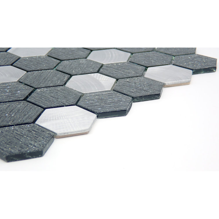 Glitz Hexagonal Silver Glass Mosaic Wall Tile