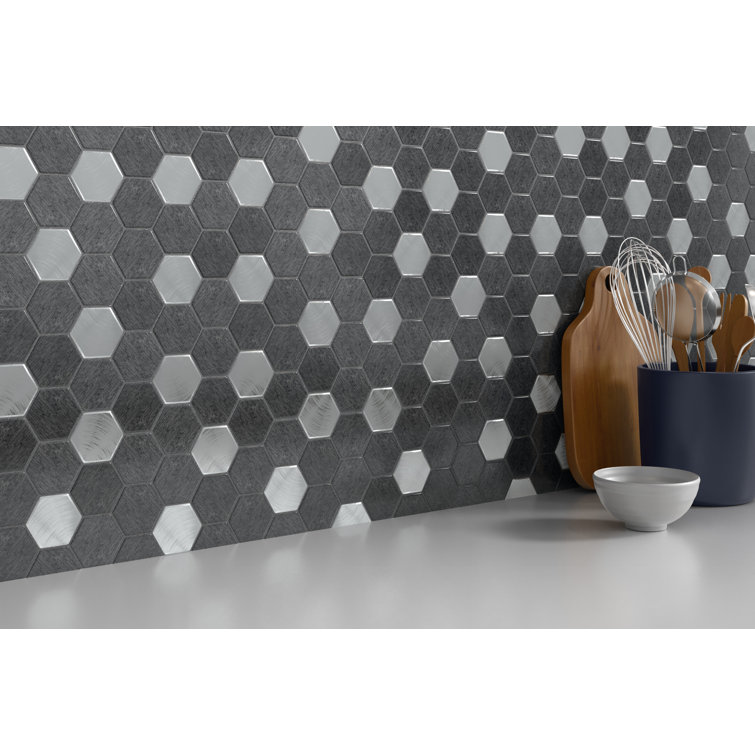 Glitz Hexagonal Silver Glass Mosaic Wall Tile