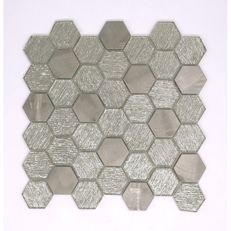 Glitz Gold Hexagonal Glass Mosaic Wall Tile