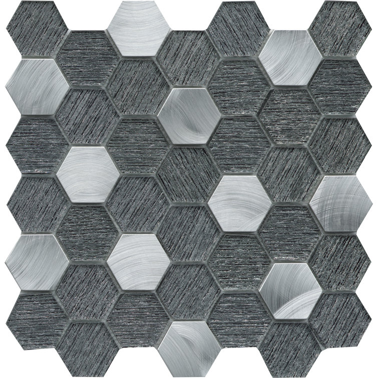 Glitz Hexagonal Silver Glass Mosaic Wall Tile