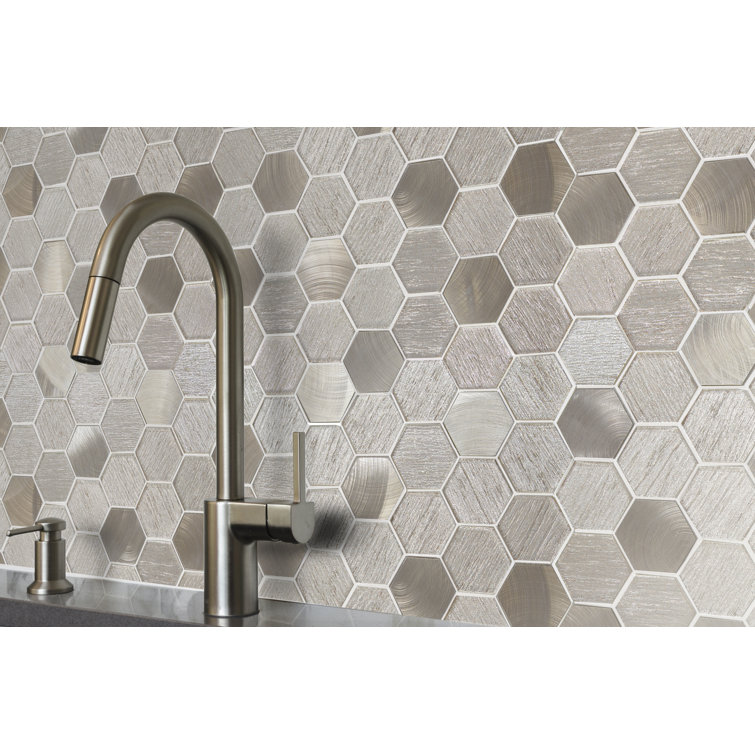 Glitz Gold Hexagonal Glass Mosaic Wall Tile