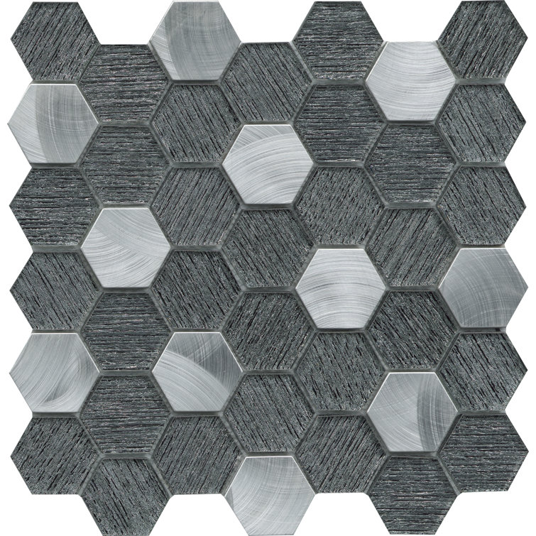 Glitz Hexagonal Silver Glass Mosaic Wall Tile