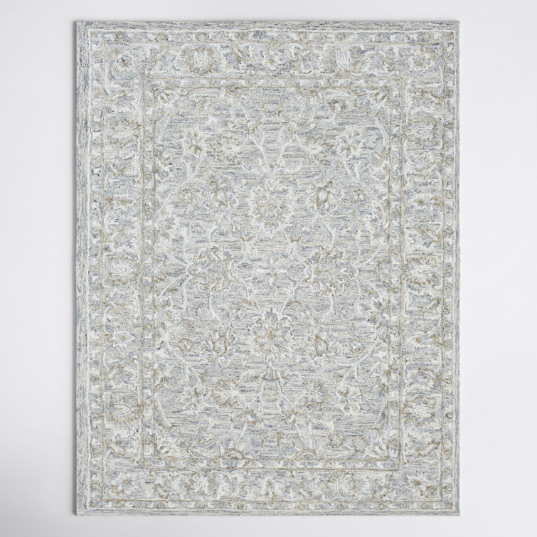 Denim and Taupe Handwoven Wool Blend Area Rug, 7' x 9'