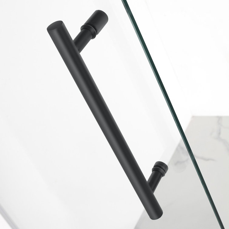 Kinkade 31" Matte Black Frameless Hinged Shower Door with Clear Tempered Glass