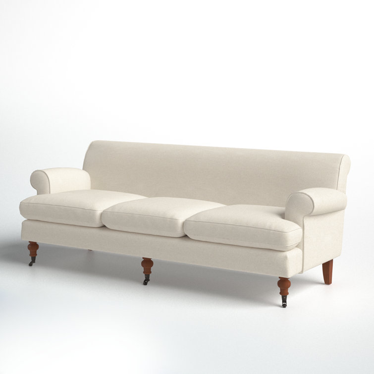Alana Light Beige Linen Upholstered Lawson Sofa with Removable Cushions