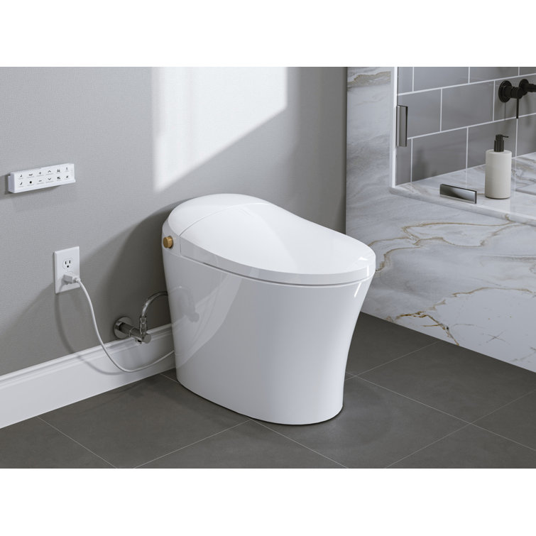 Elongated White Electric Dual Flush Smart Bidet Toilet