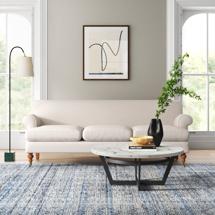 Alana Lawson 88'' Sky Neutral Velvet Upholstered Sofa