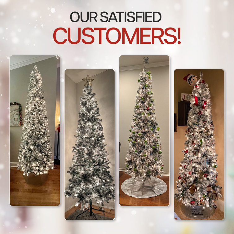 7.5 Ft Green PVC Pre-Lit Artificial Christmas Tree with Metal Stand