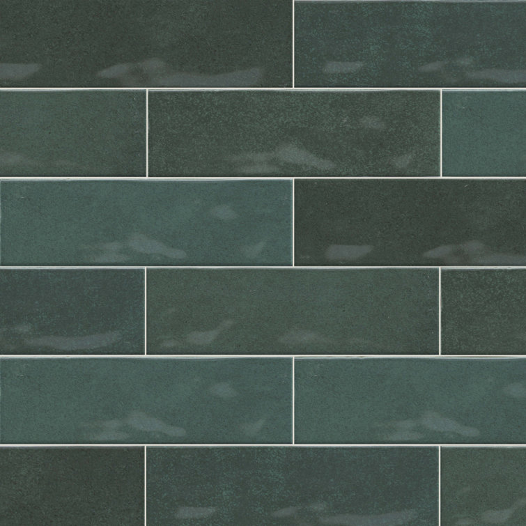 Verde 3x8 Glossy Porcelain Brick Look Wall Tile