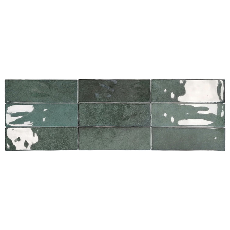Verde 3x8 Glossy Porcelain Brick Look Wall Tile