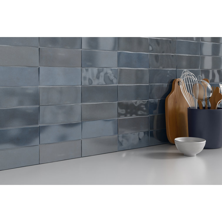 Azul Glossy Blue Porcelain Wall Tile 3 in. x 8 in.