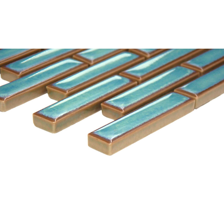 Regala 12" x 12" Blue Porcelain Herringbone Mosaic Tile