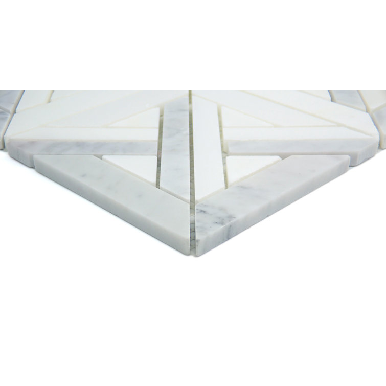Silver and White 12" x 12" Marble Mosaic Tile