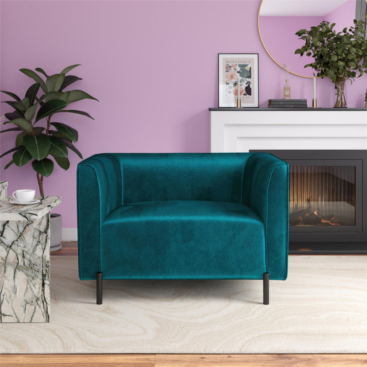Emerald Green Velvet Accent Chair with Manufactured Wood Frame