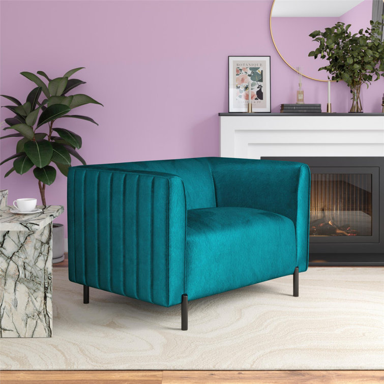 Emerald Green Velvet Accent Chair with Manufactured Wood Frame