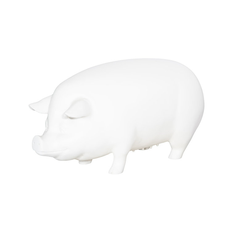 Off-White Resin Standing Pig Sculpture for Indoor/Outdoor Use
