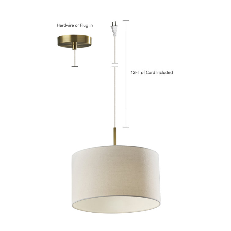 Finley Antique Brass and Glass Drum Pendant Light