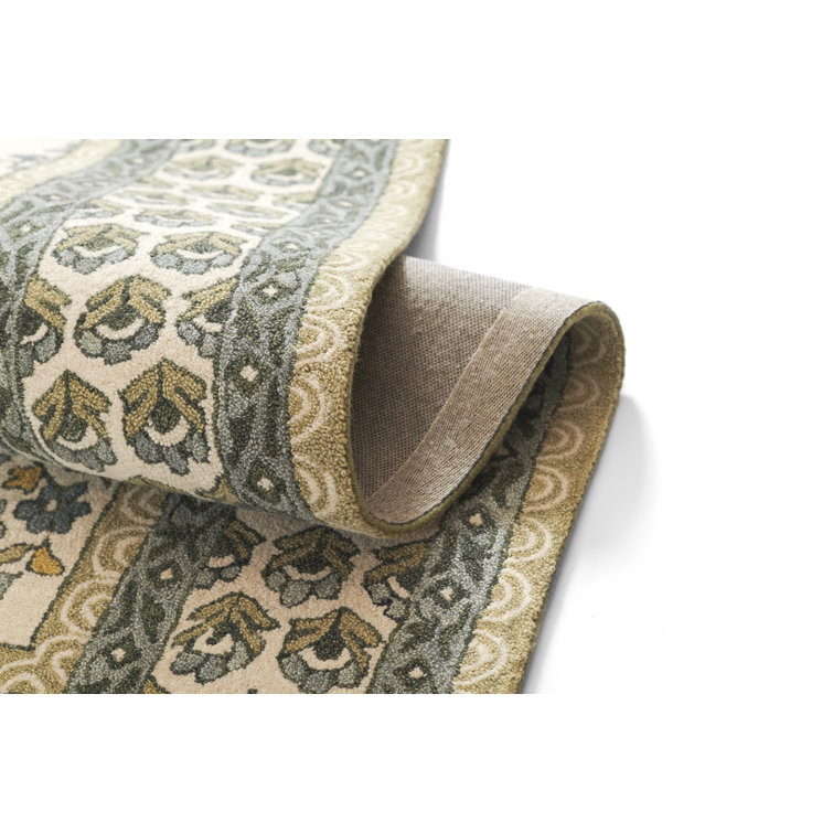 Cotswold Green and Beige Handmade Wool Area Rug