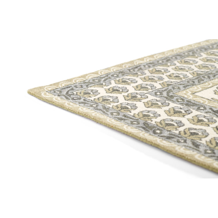 Cotswold Green and Beige Handmade Wool Area Rug
