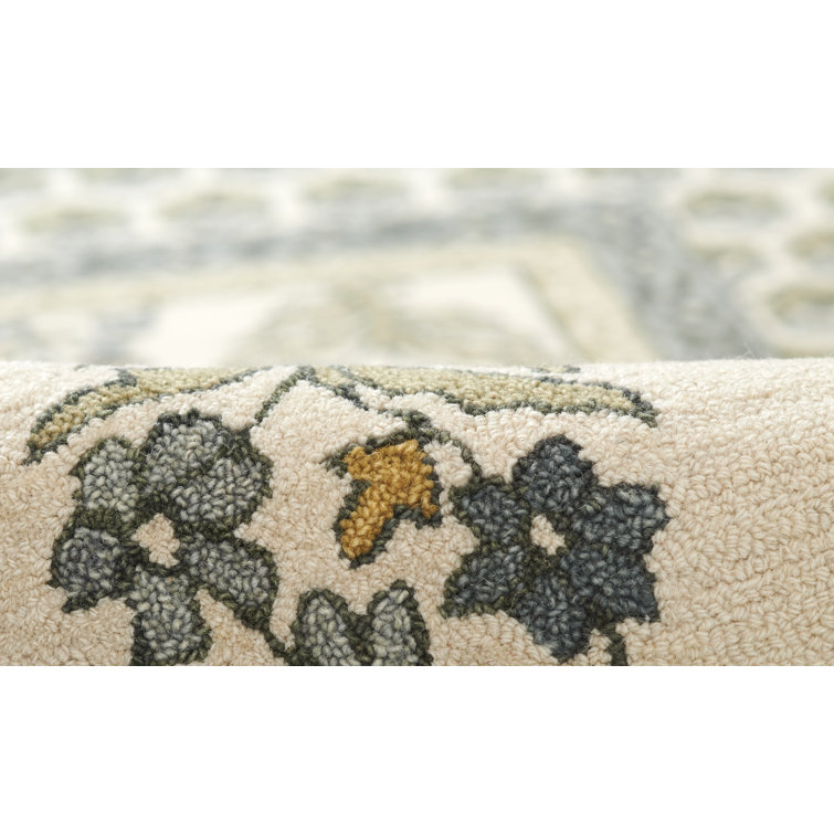 Cotswold Green and Beige Handmade Wool Area Rug