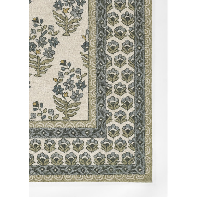 Cotswold Green and Beige Handmade Wool Area Rug