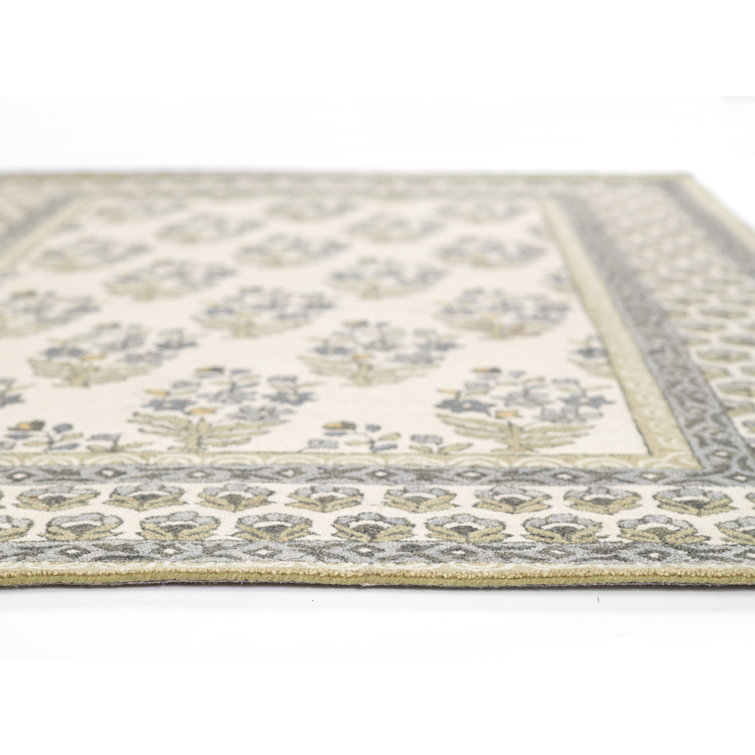 Cotswold Green and Beige Handmade Wool Area Rug