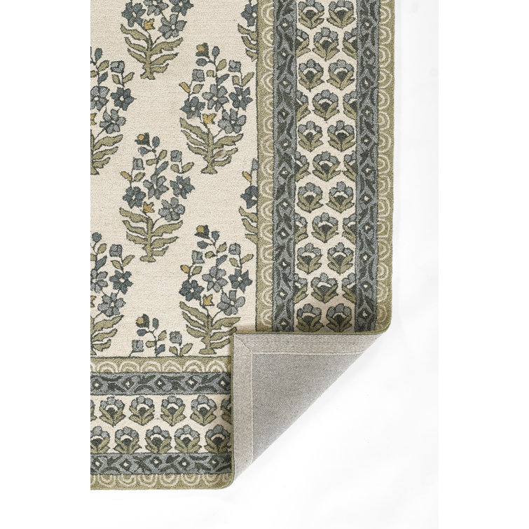 Cotswold Green and Beige Handmade Wool Area Rug