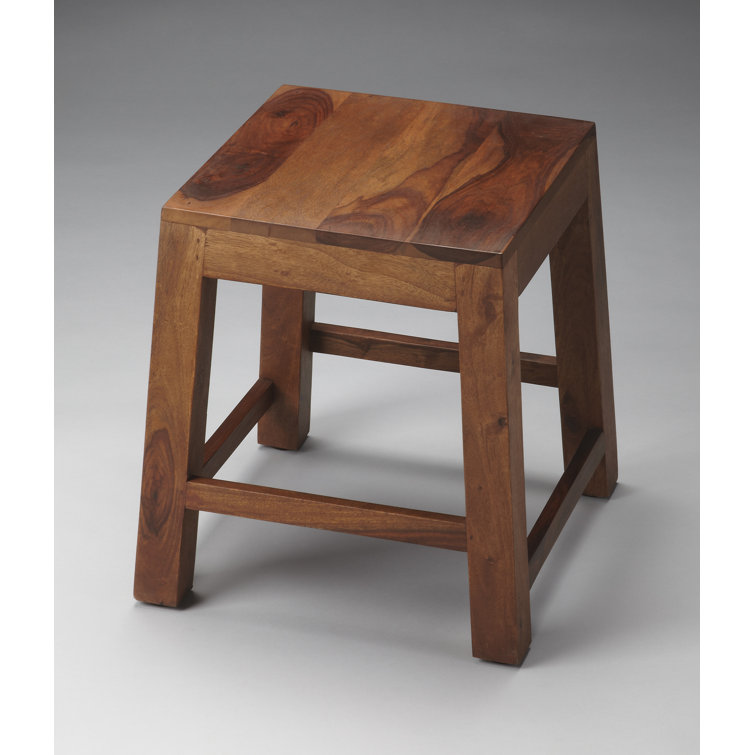 Hewett Compact Sheesham Wood Stool with Natural Grain Finish