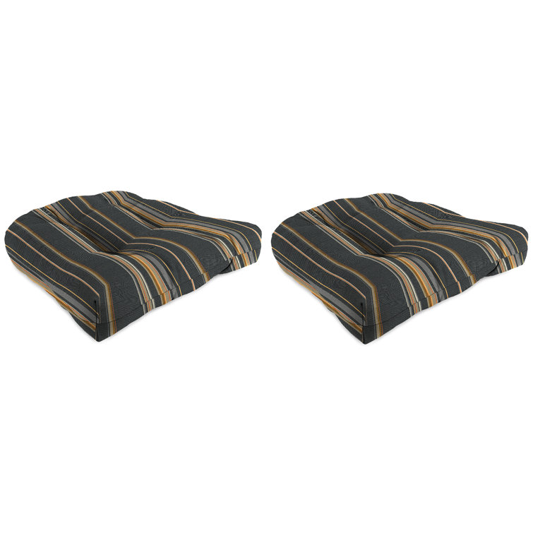 Turquoise Tufted 19" Outdoor Wicker Seat Cushions Set of 2