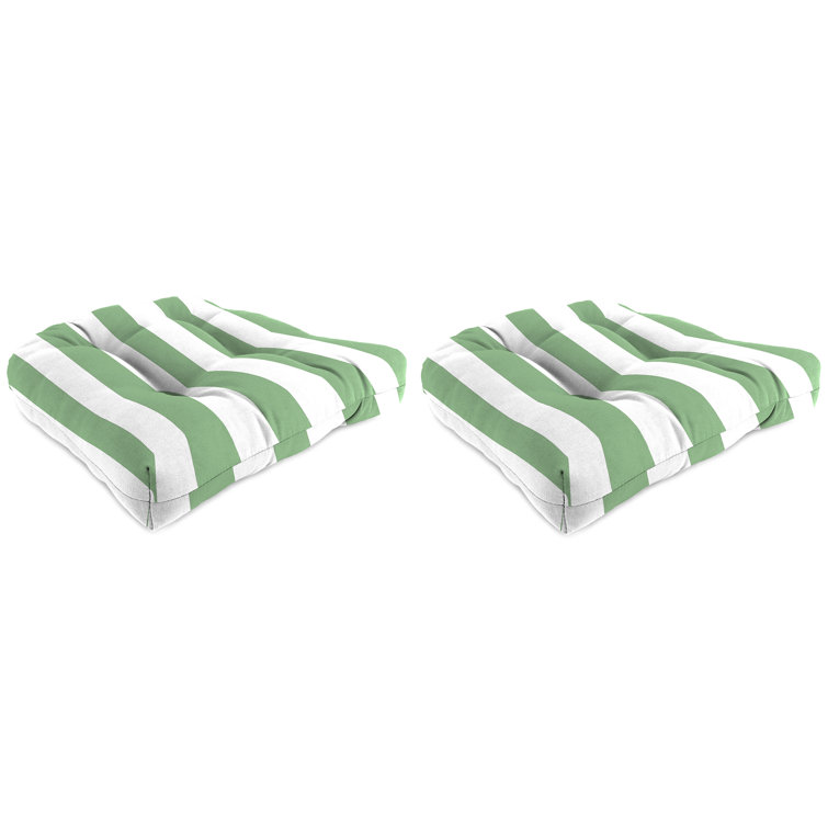 19" x 19" Green and White Polyester Outdoor Wicker Seat Cushion Set