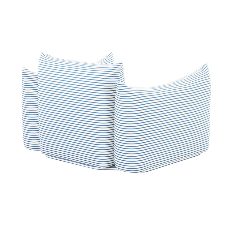Blue and White Striped Outdoor Armchair with Cushions