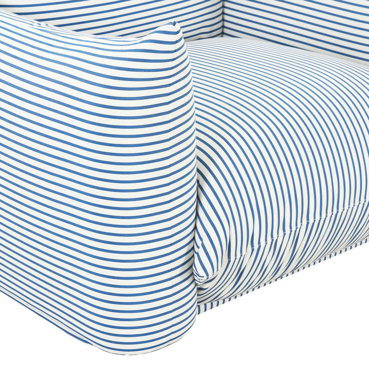 Blue and White Striped Outdoor Armchair with Cushions