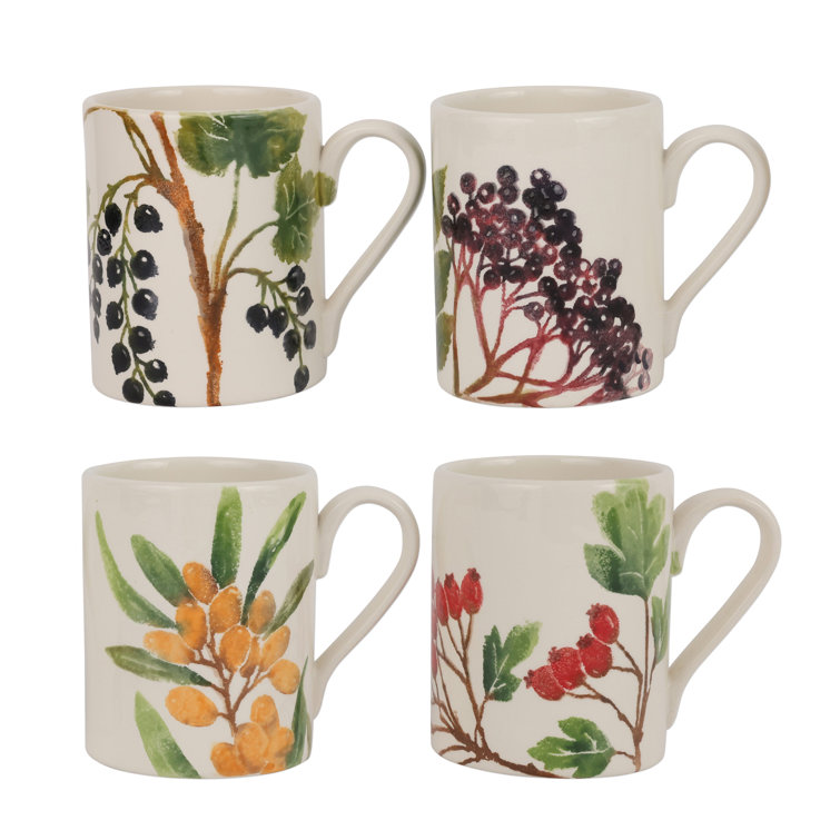 Foresta Primavera Assorted Ceramic Floral Mugs - Set of 4