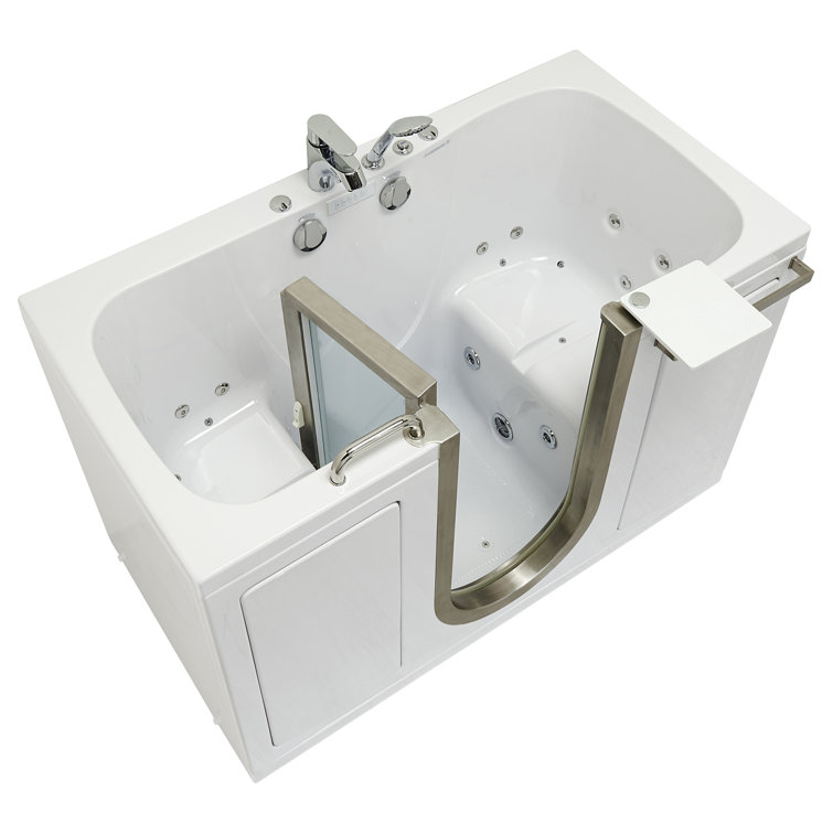 Ella 60" White Acrylic Two Seat Walk-In Bathtub with Hydro Massage