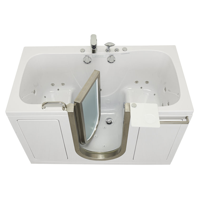 Ella 60" White Acrylic Two Seat Walk-In Bathtub with Hydro Massage